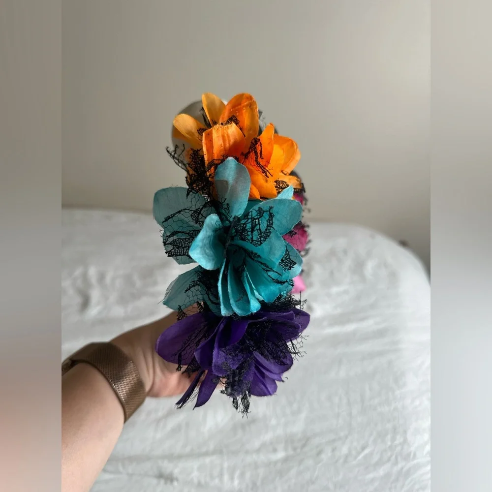 Fabric Flower Hairband with Skull Halloween